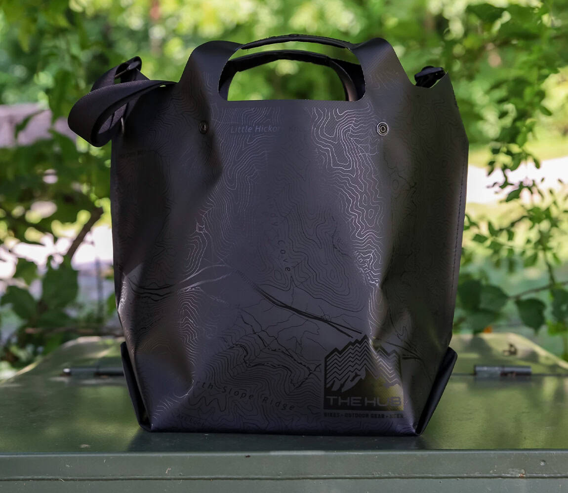 Vinyl tote bag at the Hub Pisgah in Brevard